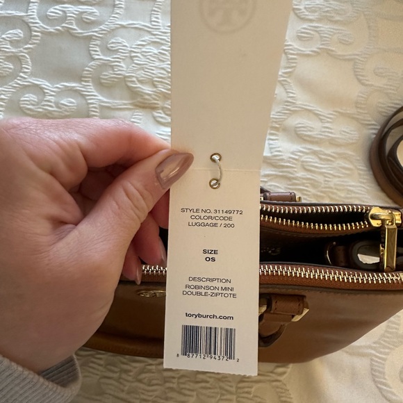 Tory Burch Robinson Mini Double Zip Tote - Tan - NWT - Picture 7 of 10